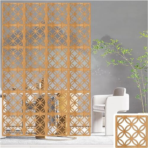 KjoiDWz Hängender Raumteiler, 5 mm Dicke ausgehöhlte Trennwand aus Holz und Kunststoff, Wohnzimmer, Büro, Restaurant(29cm-5pcs)