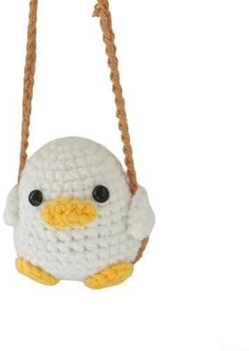 Häkeln hängen Auto Zubehör Cartoon Tiere für Rückspiegel Dekoration (weiße Ente)