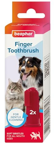 Beaphar - Finger Toothbrush - Dental Care for Cats & Dogs - Flexible, Silicone Finger Toothbrush with Soft Bristles - for Close, Accurate Cleaning - Ideal for Sensitive & Young Pets - 2 Brush Pack