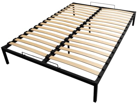 INDUSTORM Bett, Bettgestell 120x200cm, Metallbett Stauraum, Gästebett, mit Elastisch Lattenrost aus Birkenholz Höhe 27,5cm, Einfache Konstruktion und Montage (Schwarz, 120x200)