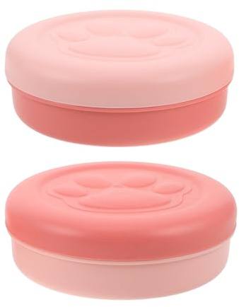 Parliky Lot de 2 Gamelles Portables pour Chiens Bol d'eau et Nourriture 12 X 11 Cm en Plastique Léger Bicolore Rose Gamelle Hermétique pour Friandises Randonnée et Voyage Extérieur