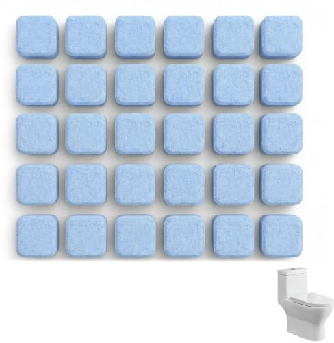 WC Reiniger Tabs 30 Stück, Toilettenreiniger Tabs gegen Kalk und Urinstein, WC Reinigungstabletten für gründliche Toilettenreinigung und Abflussreinigung, Umweltfreundliche WC Tabs