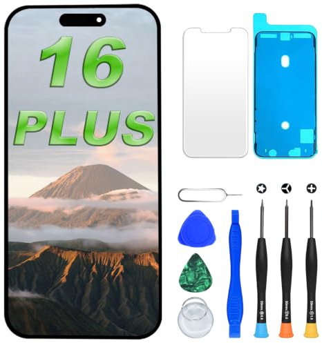 Digi4U LCD Screen Replacement for iPhone 16 Plus A3082 | 90Hz FHD LCD Display Digitizer Assembly With 3D Touch, Small Notch Design, Face ID Compatible and Repair Tools Included