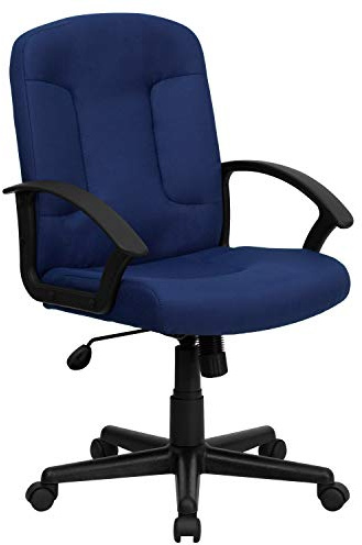 Flash Furniture Garver Bürostuhl mit mittelhoher Rückenlehne, Marineblau, Stoff mit Nylon-Armlehnen