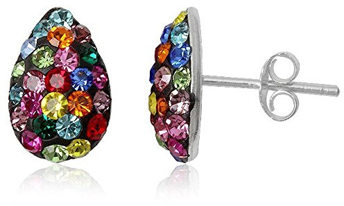 EYS JEWELRY Ohrstecker Damen Träne Tropfen 925 Sterling Silber Preciosa Elements Glitzer Kristalle bunt Damen-Ohrringe