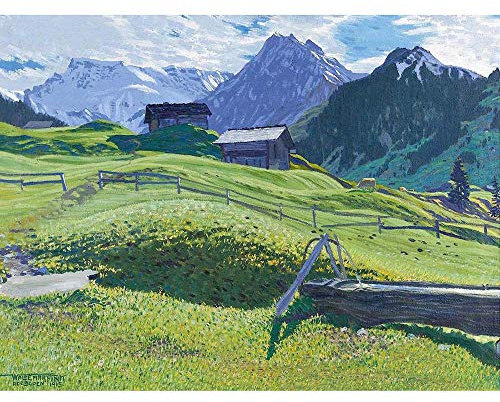 Wee Blue Coo Gemälde Schweizer Alpen Adelboden Waldemar Fink Herbststimmung Berge Kunstdruck Poster Wanddekoration 30,5 x 40,6 cm