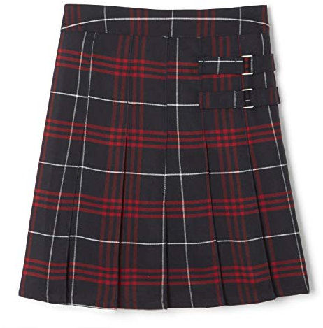 French Toast Girls' Plaid Two-Tab Scooter Skirt, Navy & Red Plaid Plaid, 20,Big Girls