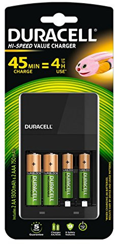 Duracell CEF14 - Caricatore interno nero (NiMH), AA/AAA, per interni, AA, AAA, nichel e metallo ibrido, colore: Nero
