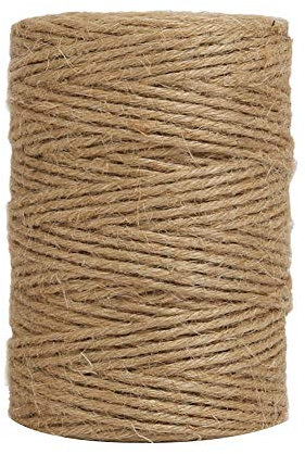 tenn well 100M Natural Jute Twine String, 6 Ply 2.3mm Thick Garden Twine String for DIY Crafts, Gift Wrapping, Bundling Packing and Gardening (Brown)
