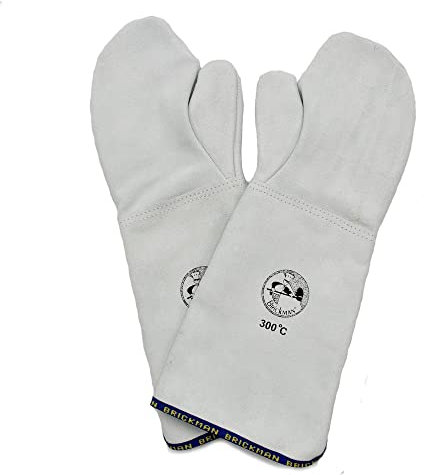 Erre4M Gants de four bouton poignet de 25 cm professionnels en cuir de 300 °C