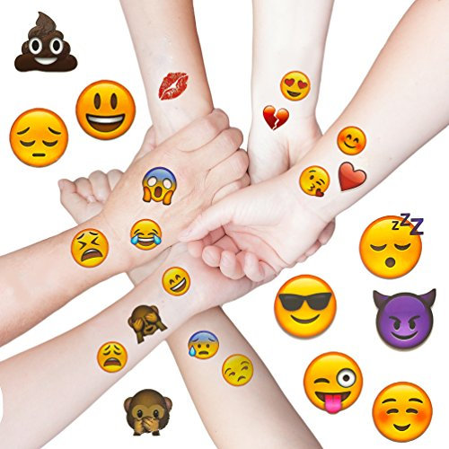 Oblique-Unique® Emoji Sticker Temporäre Tattoos 48 Stück Aufkleber XXL Emoticons