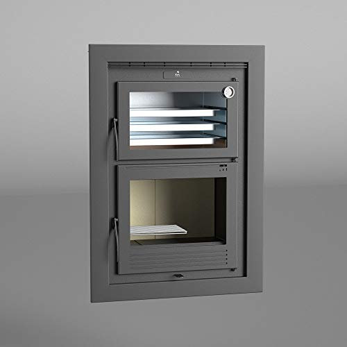 Horno Leña insertable HLI-100 - FM CALEFACCION - Interior Vermiculita - Bandeja 500 x 350 mm - Doble combustión..