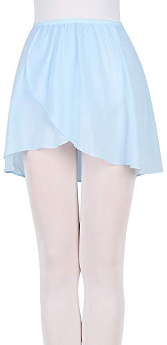 Bezioner Ballettrock Wickelrock Tanz Rock aus Chiffon zum Reinschlüpfen für Mädchen und Damen Blau M