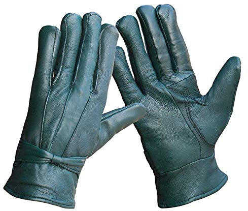Ladies Genuine Leather Gloves Fleece Lined Warm Winter thermal Driving S/M M/L (Green, S/M)