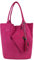 ITALYSHOP24.COM Made IN Italy Damen XXL Leder Tasche Wildleder Shopper Schultertasche Schmucktasche Pink