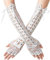 Coucoland Steampunk Gloves Lace Up Fingerless Gloves Adjustable Long Gloves for Evening Party (A-Lace White)