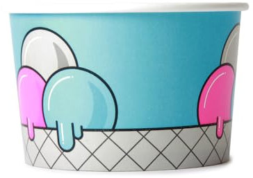 Sephra Disposable Ice Cream Cup/Tubs (Blue Bubble Pattern, 8oz, Pack of 50)