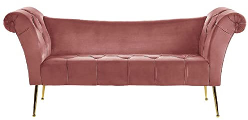 Bequeme Chaiselounge im Retro Stil Samtbezug rosa Nantilly