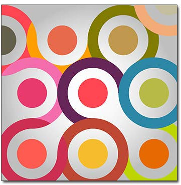 Poster Retro Circle - 70er Jahre Popart -Bunte Kreise Loft Panton Ära Vintage Lounge (Leinwand 40 x 40 cm)