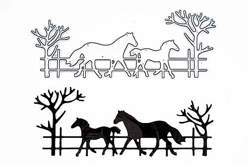 Stanzenshop Stanzschablone Landschaft mit zwei Pferden, Stanzschablonen Tiere, Stanzschablone Pferd, Stanzschablone Natur, Stanzformen, Schablonen, Scrapbooking