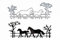 Stanzenshop Stanzschablone Landschaft mit zwei Pferden, Stanzschablonen Tiere, Stanzschablone Pferd, Stanzschablone Natur, Stanzformen, Schablonen, Scrapbooking
