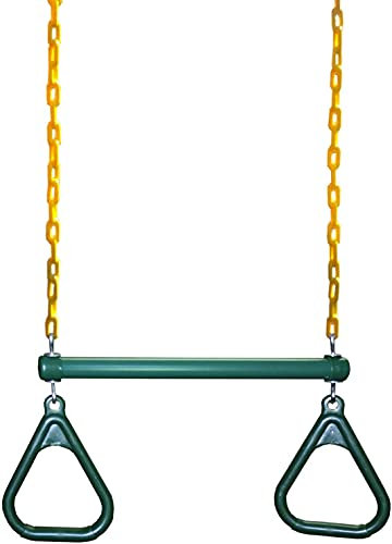 SASONCO Trapezstange und Gymnastikringe | Große Trapezstange - 45 cm mit beschichteten 1,2 m Ketten | Spielplatz-Trapezstange und Ringe