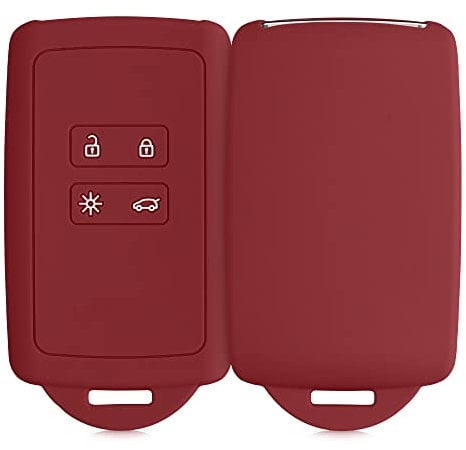 kwmobile Autoschlüssel Hülle kompatibel mit Renault 4-Tasten Smartkey Autoschlüssel (nur Keyless Go) - Silikon Schutzhülle Schlüsselhülle Cover in Dunkelrot