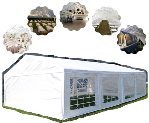 Marquee Gazebo 4x8m + Ground Bar HEAVY DUTY COMMERICAL 220gsm PE with ALL sides - 100% steel | Garden Canopy Party Tent for Outdoor Vendors Wedding Birthday Camping Garden Pub Hiring