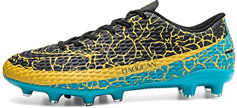 BOTEMAN Men's Football Boots Boys Breathable Turf Trainers Cleats Professional Athletics Football Shoes Teens Soccer Shoes Non-Slip Unisex Black