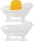 DEAYOU Lot de 2 Porte-Savon en céramique pour Baignoire, Petit Porte-Savon Blanc avec Drainage, Joli Porte-Savon en Porcelaine pour Douche, Salle de Bain, décoration, Cuisine, comptoir, Mini