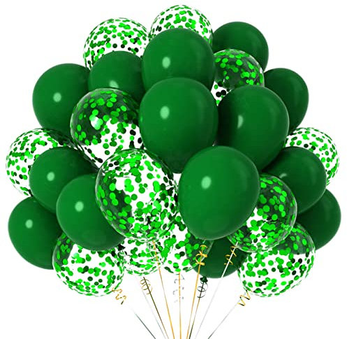 12 Zoll LuftBallons Dunkelgrün,Grün Helium Latex Ballons mit Konfetti für Party Deko,50 Stück