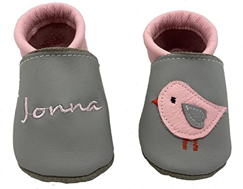 Generisch Krabbelschuhe Taufschuhe Vogel mit Name bestickt