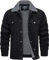 TACVASEN Veste Cargo en Coton pour Homme Coupe-Vent pour L'Extérieur pour le Travail la Pêche en Velours Côtelé Noir,XL