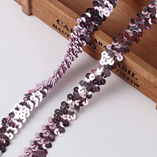 CNFQ 10 yards Elastisches glänzendes Paillettenband Applikation für Hochzeit Kostüm Brautschmuck PVC (Lila)