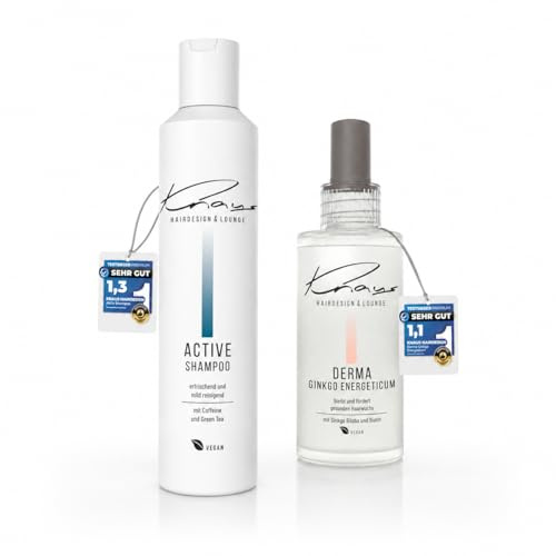 Knaus Activ + Ginkgo Energeticum 2er Set - Friseur Koffein Shampoo und Kopfhaut-Tonikum mit Ginkgo Biloba, für Damen und Herren, mit grünem Tee, Koffein & Ginkgo Biloba, Zink