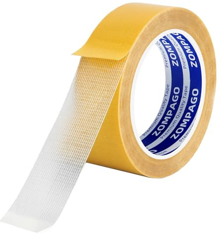 ZOMPAGO Double Sided Tape Heavy Duty,Super Strong Clear Mesh Carpet Tape.20m Long x 30mm Wide,Waterproof,Removable Double Sided Adhesive Tape for Mounting,Indoor & Outdoor Use