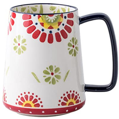 PEEHOO Tazza in ceramica retrò da 700 ml, caffè, ufficio, tè, bevande, bicchieri, coppie, tazza regalo, cucchiaio senza coperchio, 700 ml