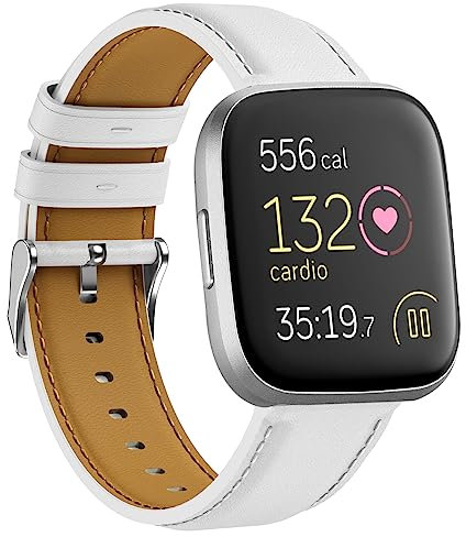 YASPARK Leder Armband für Fitbit Versa 2, Elegantes Echtes Lederarmband für Fitbit Versa 2, Fitbit Versa, Fitbit Versa Lite, Fitbit Versa SE, Lederarmbänder für Männer und Frauen