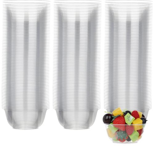 Lot de 100 bols en plastique rigide de 236,8 g - Bols à dessert jetables en plastique transparent pour les fêtes, la restauration, les événements spéciaux, les fêtes