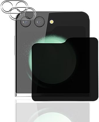 Jewloofa Protector Pantalla para Samsung Galaxy Z Flip 5 5G, 1 Piezas Privacidad película protectora y 2 Piezas Protector de Lente cámara, 9H Dureza, Anti-Espía Protector Pantalla para Galaxy Z Flip 5