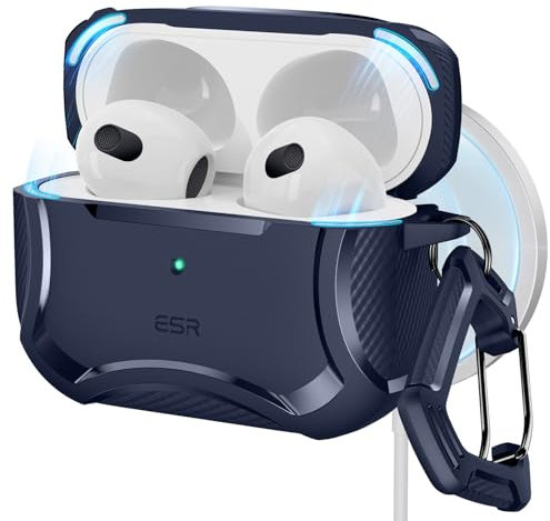 ESR Cover per AirPods 3a Generazione 2021, Custodia Compatibile con AirPods 3 (USB-C/Lightning Cable), Abilitata a MagSafe, Chiusura Magnetica, Protezione Dalle Cadute, Azul