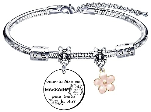 Lumengqi Cadeau Marraine Noël Bracelet d'anniversaire Cadeau fête des mères pour Marraines «meilleure MARRAINE de toute la terre » Cadeaux de Noël … (3)
