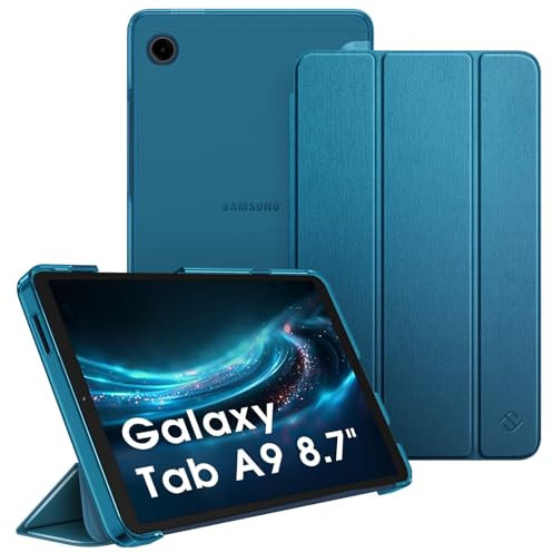 Fintie Hülle für Samsung Galaxy Tab A9 8.7 Zoll 2023, Ultra Dünn Schutzhülle mit Translucent Rückseite Cover für Tablet A9 8,7 SM-X110/X115/X117, Pfauenblau