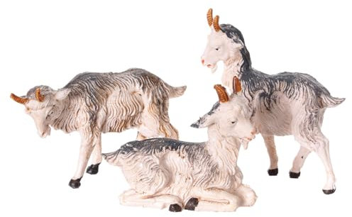 Holyart Ziegen, Set, 3-teilig, Sortiert, Krippenfiguren, PVC, Fontanini, 9,5 cm