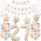 Deko 27. Geburtstag Frauen Beige Roségold Luftballons 27 Geburtstag Dekoration Frau，27 Gertstag Deko，Geburtstagsdeko 27 jahre Frauen,Happy 27th Birthday Girlande 27 Geburtstag Party Deko