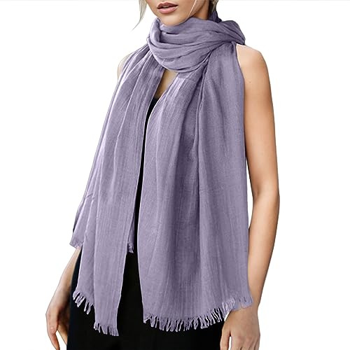 Damen-Schal, leicht, groß, lang, Gaze, Sommer-Schal, Leinen, Strandtuch, einfarbig Elegant