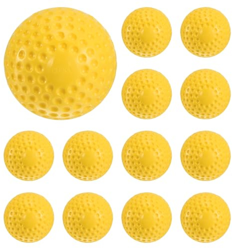 PATIKIL 12 Zoll Pitching Machine Softballs 12er Pack Gelbe genoppte Softball Übungsspielball aus PU für Schlag- und Feldübungen Hand-Auge-Koordination