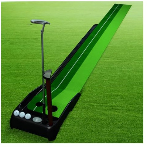 XPLKQXE Alfombra Entrenamiento Golf Estera Colchoneta Inclinada, Juego Minigolf Putting Green Golf Interiores, Césped Artificial Que Pone Estera Entrenamiento (Color : Black, Tamaño : 98.4x15.3in)
