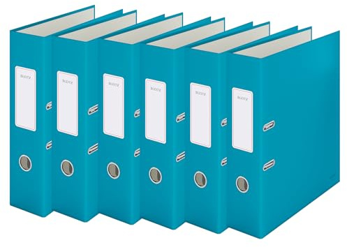 Leitz Qualitäts-Ordner, 6er Pack, A4, 600 Blatt, 8 cm Rückenbreite, Sanftes Blau, Cosy-Serie, 10610061