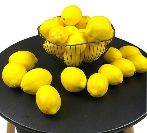 LGEGE Fake Zitronen 30er Set - Künstliche Früchte für Limonaden Party, Küchentisch Dekoration, Fotografie Requisiten (5cm Dia.)
